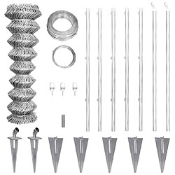 vidaXL Clôture à mailles losangées et poteaux acier galvanisé 15x1 m