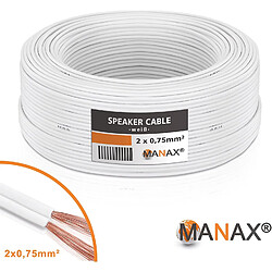 MANAX SC2075 Cble d'enceinte 2x0.75 mm² CCA (Cble d'enceinte/Cble Audio), 2x0, 75mm², 25, 0m, Blanc