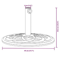 vidaXL Base de parasol pour mâts Ø38 / 48 mm 12 kg rond pas cher