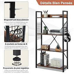 Helloshop26 Étagère industrielle à 4 niveaux bibliothèque multifonctionnelle avec patins et étagère 64 x 24 x 119,5 cm réglables pour salon bureau café 20_0007325