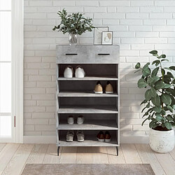 Maison Chic Armoire à Chaussures Gris béton,Meuble de Rangement à Chaussures 60x35x105 cm bois d'ingénierie -MN73365