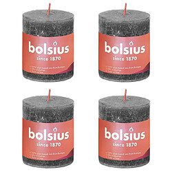 Bolsius Bougies pilier rustiques Shine 4 pcs 80x68 mm Gris orageux