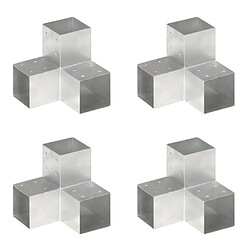 vidaXL Connecteurs de poteau 4pcs Forme en Y Métal galvanisé 101x101mm