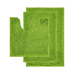 LUUCOZK Tapis de bain antidérapants, absorbants, à séchage rapide, base TPR vert citron-Ensemble 3 pièces 40x60+50x80+type U50x50CM