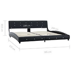 vidaXL Lit avec matelas Noir Similicuir 180x200 cm pas cher