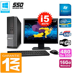 PC DELL 3020 SFF Ecran 19" Core I5-4570 RAM 16Go Disque 480 Go SSD Wifi W7 - Occasion