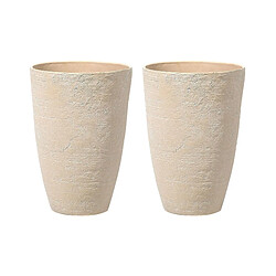 Beliani Lot de 2 pots de fleurs 43 x 43 x 60 cm beige CAMIA