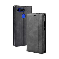 Wewoo Housse Coque Étui en cuir à boucle magnétique avec texture rétro et pour HuHonor View 20, support emplacements pour cartes porte-monnaie (noir)