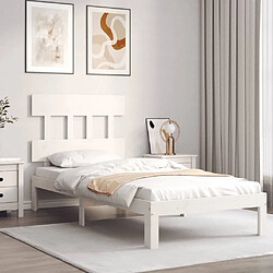 Avis Maison Chic Lit adulte - Cadre Structure de lit avec tête de lit Contemporain blanc 90x200 cm bois massif -MN37736