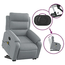 Maison Chic Fauteuil Relax pour salon, Fauteuil inclinable de massage électrique Gris clair Tissu -GKD46430 pas cher