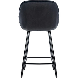 Avis Decoshop26 Lot de 2 tabourets de bar chaises hautes assise effet capitonnée en velours noir et métal noir 10_0004162