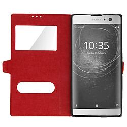 Avis Avizar Housse Xperia XA2 Etui Double Fenêtre Coque Silicone Gel - Rouge