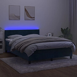 Acheter Maison Chic Lit adulte- Lit + matelas,Sommier à lattes de lit avec matelas LED Bleu foncé 140x190 cm -GKD60550