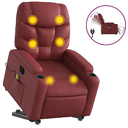 vidaXL Fauteuil inclinable de massage électrique rouge bordeaux