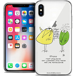 Caseink Coque Housse Etui Apple iPhone Xs / X (5.8 ) [Crystal Gel HD Collection Les Shadoks ? Design Le Dialogue - Souple - Ultra Fin - Imprimé en France]