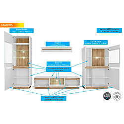 Acheter Dusine ENSEMBLE MEUBLE SALON TV FAMOUS BLANC / BOIS MAT / BLANC LAQUE LED