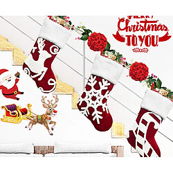 Avis C228 3PCS Chaussettes de Noël Christmas Noël Porte de Noël Décorations suspendues Broderie Flanelle Sac à cadeau Cheminée Pendentif