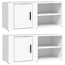 vidaXL Meubles TV 2 pcs Blanc 80x31,5x36 cm Bois d'ingénierie