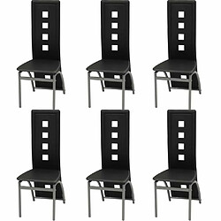 Maison Chic Lot de 6 Chaises à manger,Chaise pour cuisine noir similicuir -MN78420