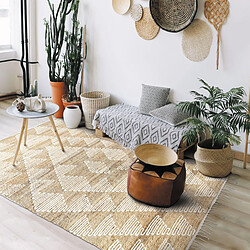 Thedecofactory PRIMI TRIANGLES - Tapis chanvre motifs triangles en laine épaisse naturel 120x170