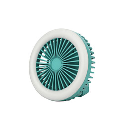 Mini Ventilateur Suspendu de Mousqueton Pliable Portatif de Veilleuse Rechargeable d'USB LED-Vert