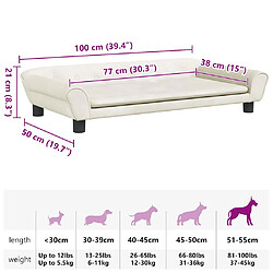 vidaXL Lit pour chien crème 100x50x21 cm velours pas cher