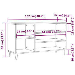 vidaXL Armoire à chaussures Sonoma gris 102x36x60 cm Bois d'ingénierie pas cher