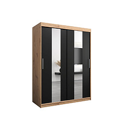 Abiks Meble Armoire Pole à portes coulissantes 200/150/62 2 portes (artisan/noir)