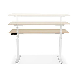 Acheter Mes Bureau 140x70x127 cm plateau naturel et métal blanc - ARUBA