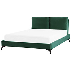 Beliani Lit double en velours vert 140 x 200 cm MELLE