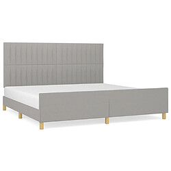 Maison Chic Lit adulte - Cadre Structure de lit avec tête de lit Contemporain Gris clair 200x200 cm Tissu -MN24106