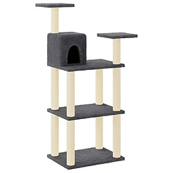 Helloshop26 Arbre à chat meuble tour grimper jouet grattage grattoir escalade plateforme avec griffoirs en sisal foncé 118,5 cm gris 02_0022648