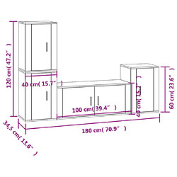 vidaXL Ensemble de meubles TV 4 pcs Gris béton Bois d'ingénierie pas cher