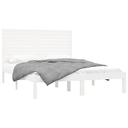 Avis Maison Chic Lit adulte - Lit simple Cadre de lit,Structure du lit Contemporain Blanc Bois massif 160x200 cm -MN88463