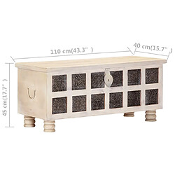 vidaXL Boîte de rangement Blanc 110x40x45 cm Bois d'acacia massif pas cher