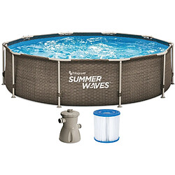 SUMMER WAVES Piscine tubulaire Active Rotin double foncé 305 x 76 cm avec pompe à filtre