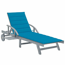 Maison Chic Chaise longue de jardin avec coussin | Bain de soleil Relax | Transat Bois d'acacia solide -GKD15262