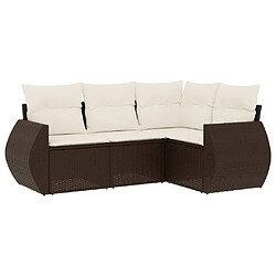 vidaXL Salon de jardin 4 pcs avec coussins marron résine tressée