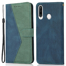 Etui en PU + TPU bicolore avec support et sangle bleu vert pour votre Huawei P30 Lite