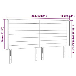 Acheter vidaXL Tête de lit avec oreilles Gris foncé 203x16x118/128 cm Tissu