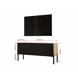 Avis 3XELIVING Meuble TV en couleur Chêne wotan / Noir mat avec pieds droits en noir, D: l : 100 cm, H : 52 cm, P : 32 cm