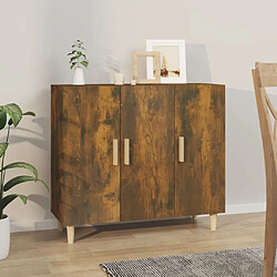 Maison Chic Commode Buffet - Meuble de rangement chêne fumé 90x34x80 cm bois d'ingénierie -GKD36756