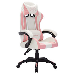 Avis Maison Chic Fauteuil de jeux vidéo avec LED,Fauteuil Gamer du Bureau RVB Rose et noir Similicuir -MN21953