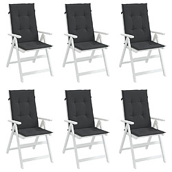 Avis vidaXL Coussins de chaise de jardin à dossier haut lot de 6 noir tissu