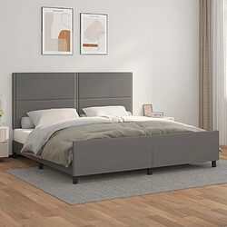 Maison Chic Cadre/structure de lit avec tête de lit pour adulte - Lit Moderne Chambre Gris 200x200 cm Similicuir -MN34761