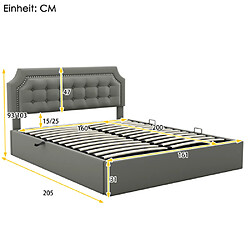 Avis ComfortXL Lit 160*200 Cm à Plateforme, Lit Rembourré, Lit Hydraulique à Deux Positions, Gris