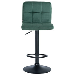 Decoshop26 Lot de 2 tabourets de bar en velours vert avec coutures décoratives pied en trompette métal noir 10_0004398