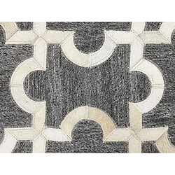 Beliani Tapis en cuir et tissu gris et beige 160 x 230 cm YEDISU pas cher