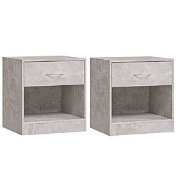 Maison Chic Lot de 2 Tables de chevet,Table de nuit,Table d'appoint pour salon avec tiroir Gris béton -MN28243