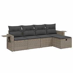 vidaXL Salon de jardin 5 pcs avec coussins gris résine tressée